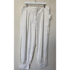 Anthropologie Marie Jogger Pants Cream Ivory, Linen Blend Size 14